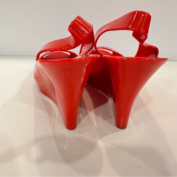 Kartell Red Rubber Wedge Heels Sz 40 Norma Luisa Slingback Shoes Pumps - Picture 4 of 10